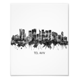 Tel Aviv Israel Skyline BW Fotodruck
