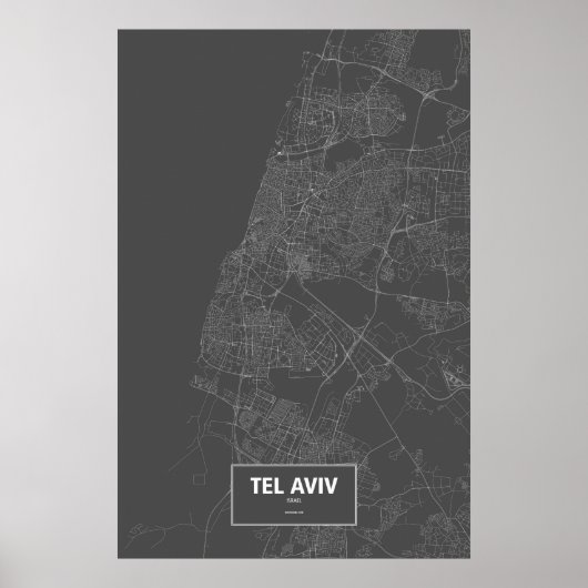 Tel Aviv, Israel (weiß auf schwarz) Poster (Vorne)