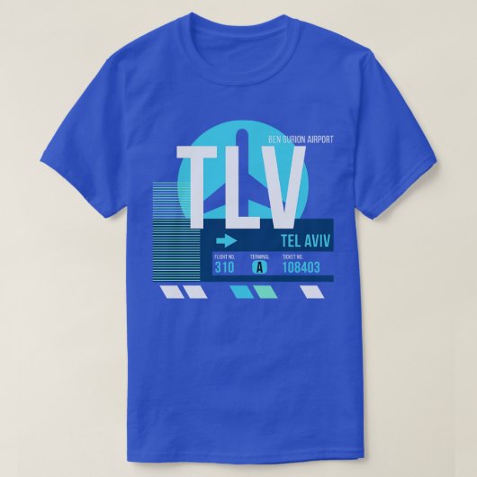 Tel Aviv TLV Airport Code Gepäckmarke T-Shirt (Design vorne)