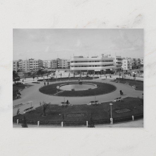 Tel Avivs Dizengoff Circle in den 1930er Jahren Postkarte (Vorderseite)