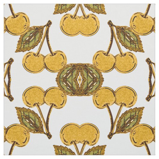 Tela Golden Metallic Cherries Geometric Pattern Stoff (Muster)