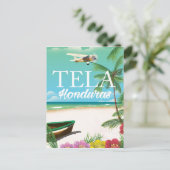 Tela Honduras Vintage Reiseplakat Postkarte (Stehend Vorderseite)