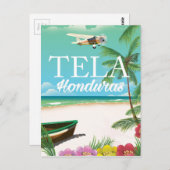 Tela Honduras Vintage Reiseplakat Postkarte (Vorne/Hinten)