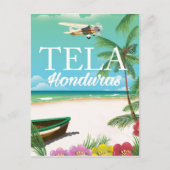 Tela Honduras Vintage Reiseplakat Postkarte (Vorderseite)