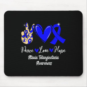 Telangiectasia Awareness Peace Liebe Hope Blue Rib Mousepad