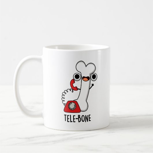 Tele-Bone Funny Bone Telefone Pun Kaffeetasse (Links)