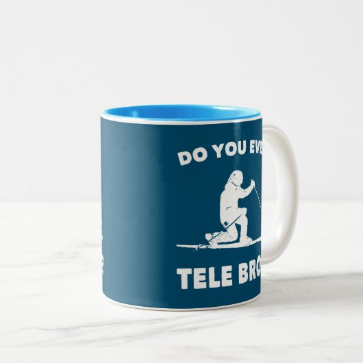 Tele Bro? Zweifarbige Tasse (VorderseiteRechts)