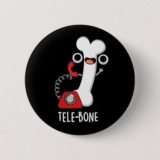 Telebone Funny Bone Telefone Pun Dark BG Button (Vorderseite)