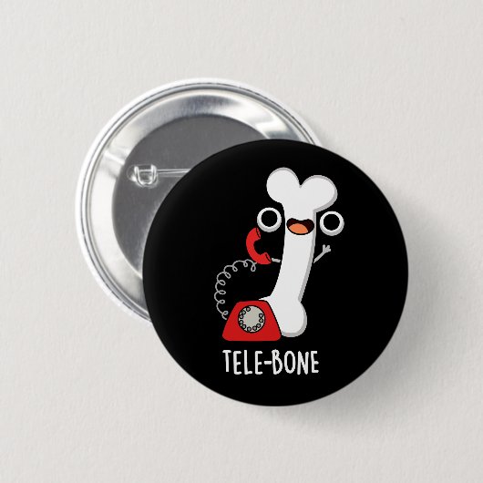 Telebone Funny Bone Telefone Pun Dark BG Button (Vorne & Hinten)