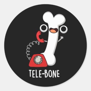 Telebone Funny Bone Telefone Pun Dark BG Runder Aufkleber