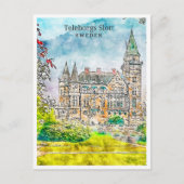 Teleborgs Slott Schweden Vintage Reise Aquarell Postkarte (Vorderseite)
