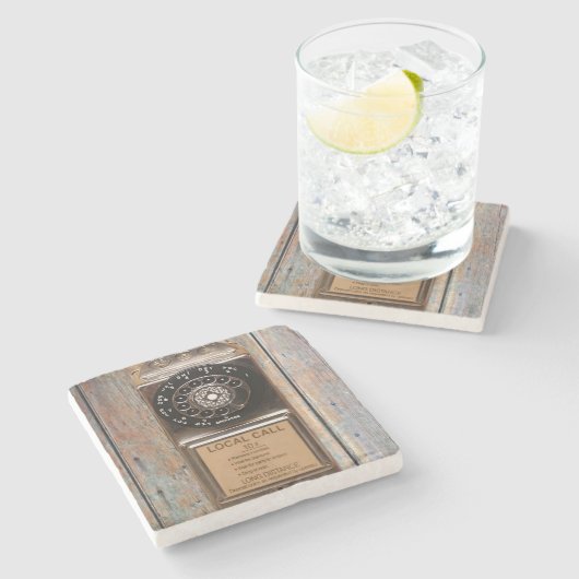 Telefon Antiquitätentelefon robuste Steinuntersetzer (Seitenansicht)