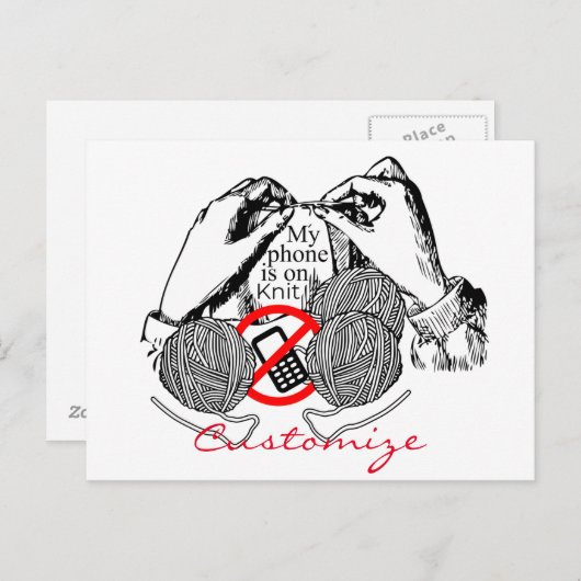 Telefon auf Strick Thunder_Cove Postkarte (Vorne/Hinten)