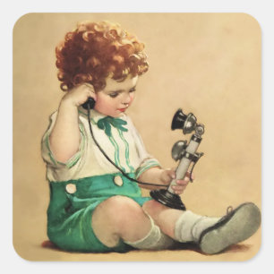 Telefon von Jessie Willcox Smith Quadratischer Aufkleber