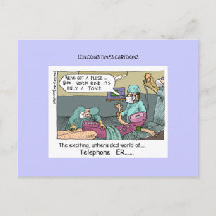 Telefoncode Blue Cartoon Funny Postcard Postkarte