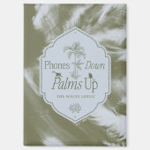 Telefone nach unten, Palmen nach oben - der weiße Magnet (Vorderseite)