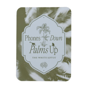 Telefone nach unten, Palmen nach oben - der weiße  Magnet