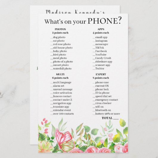 Telefonfrachtspiel 💍 Brautparty (Vorne/Hinten)