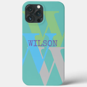 Telefongehäuse blau Minimal Monogramm Name Moderne Case-Mate iPhone Hülle