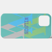 Telefongehäuse blau Minimal Monogramm Name Moderne Case-Mate iPhone Hülle (Rückseite (Horizontal))