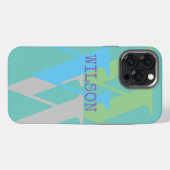 Telefongehäuse blau Minimal Monogramm Name Moderne iPhone Hülle (Rückseite (Horizontal))