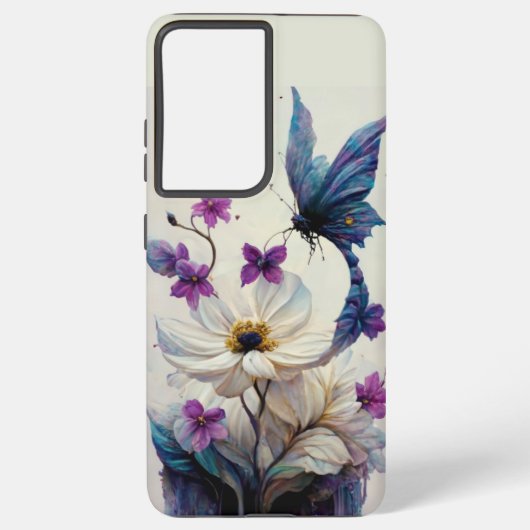 Telefongehäuse mit weißer Blume Samsung Galaxy Hülle (Rückseite)