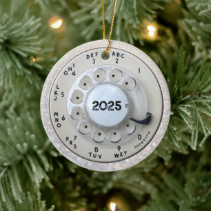 Telefongespräch von Cream Rotary Keramikornament