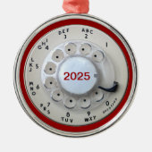 Telefongespräch von Cream Rotary Silbernes Ornament (Vorne)