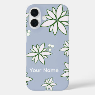 Telefonhülle Periwinkle mit weißen Blumen iPhone 16 Hülle