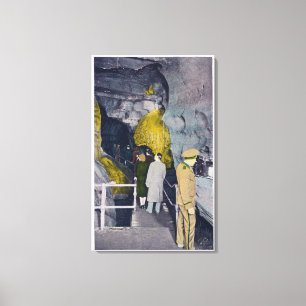 Telefonieren am Leiter des Untergrunds Lake Leinwanddruck