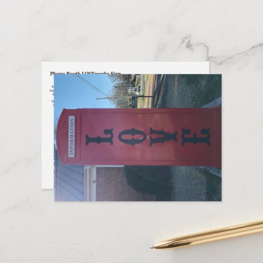 Telefonkabine LOVEworks-Zeichen Postkarte (Vorderseite/Rückseite Beispiel)