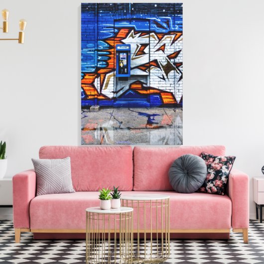 Telefonkabine Nr. 12 Farbversion Reflektion Leinwanddruck (Insitu (Wohnzimmer))