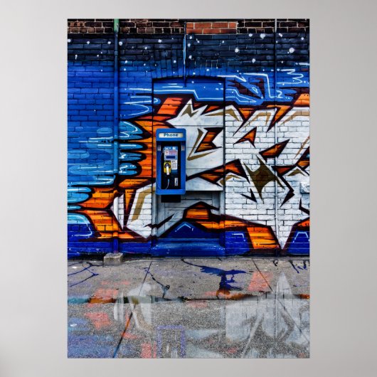 Telefonkabine Nr. 12 Farbversion Reflektion Poster (Vorne)