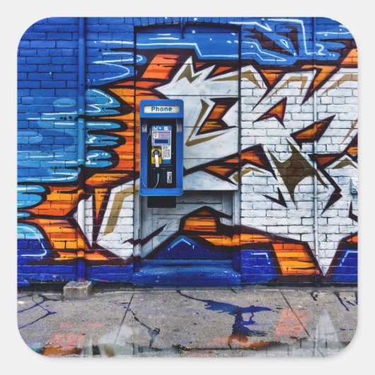Telefonkabine Nr. 12 Farbversion Reflektion Quadratischer Aufkleber (Vorderseite)