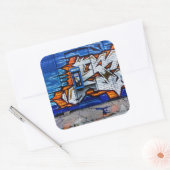 Telefonkabine Nr. 12 Farbversion Reflektion Quadratischer Aufkleber (Umschlag)