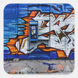 Telefonkabine Nr. 12 Farbversion Reflektion Quadratischer Aufkleber