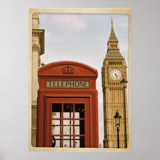Telefonkabine und Turm des Big Ben Poster (Vorne)