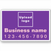Telefonnummer des Unternehmens auf Lila Rectangle  Aufkleber (Vorderseite)