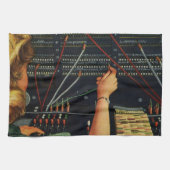 Telefonvermittler, Vintages Unternehmen Geschirrtuch (Horizontal)
