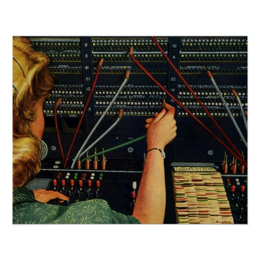 Telefonvermittler, Vintages Unternehmen Poster (Vorderseite)