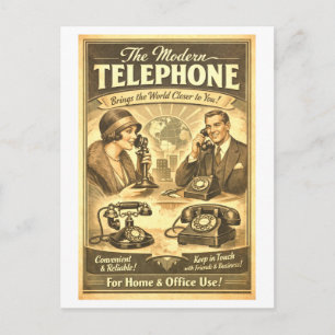 Telefonwerbung im Vintage-Stil Postkarte