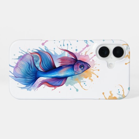 Telefonzelle - Aquarellreihe: Betta Fish iPhone 16 Hülle (Rückseite (Horizontal))