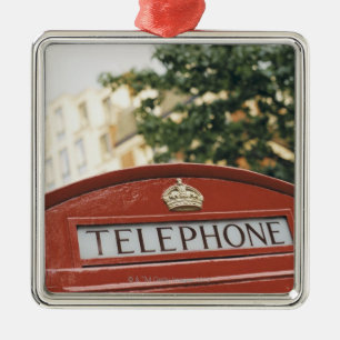 Telefonzelle in London England Silbernes Ornament