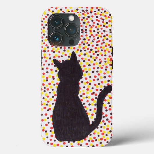 Telefonzelle - Schwarze Katze gegen farbige Punkte Case-Mate iPhone Hülle (Rückseite)