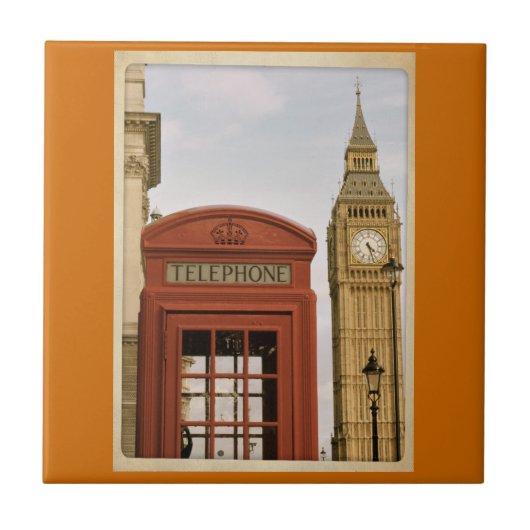 Telefonzelle und Turm von Big Ben Fliese (Vorderseite)