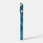 Telefonzelle "Wood Turquoise" iPhone 15 Hülle (Linke Seite)
