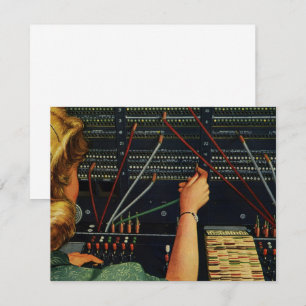 Telefonzentrale Operator, Vintage Geschäft Einladung