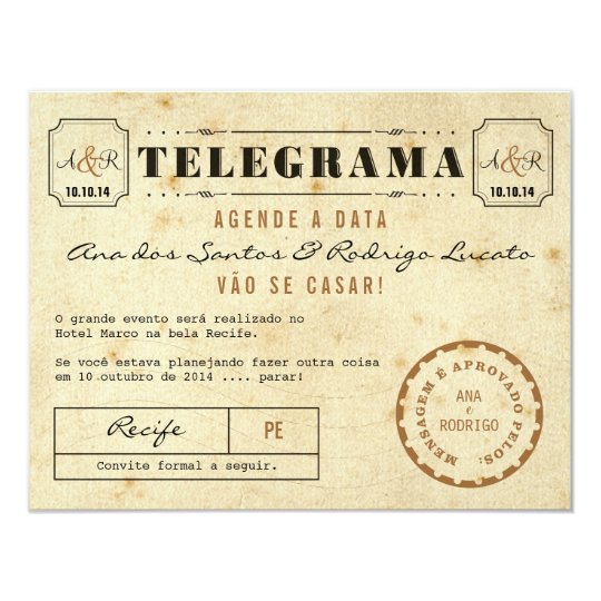 Telegrama Do Vintage Agende A Data Einladung Zazzle De