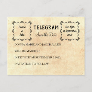 Telegramm Ankündigung Datum freihalten Postkarte
