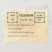 Telegramm Ankündigung Datum freihalten Postkarte (Vorderseite)